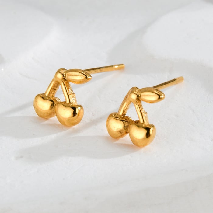 1 Pair Simple Fashionable Style Plant Shape Stainless Steel  Gold Color Women's Stud Earrings Picture2